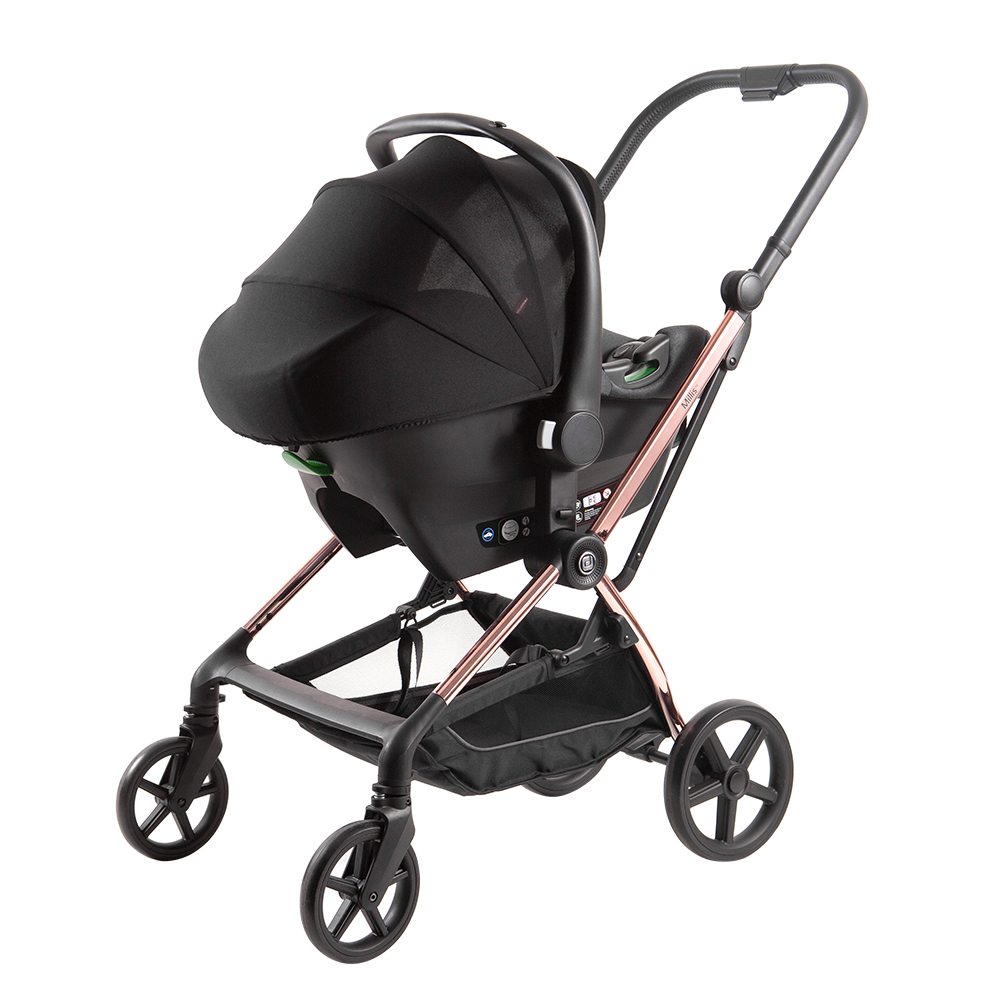 3-in-1-Trio-Reisesystem, Kinderwagen mit Kindersitz und Basis falten